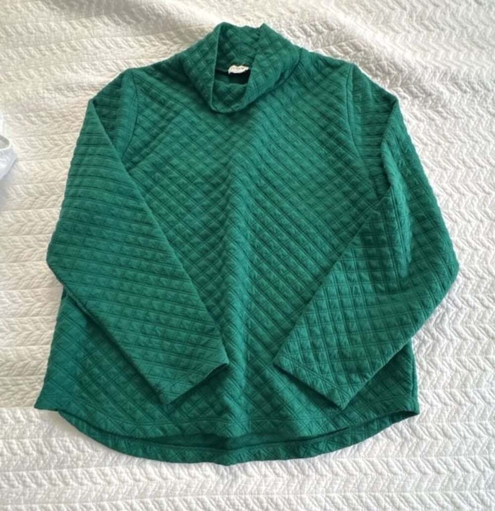 J.Crew Quilted Turtleneck Sweatshirt Green